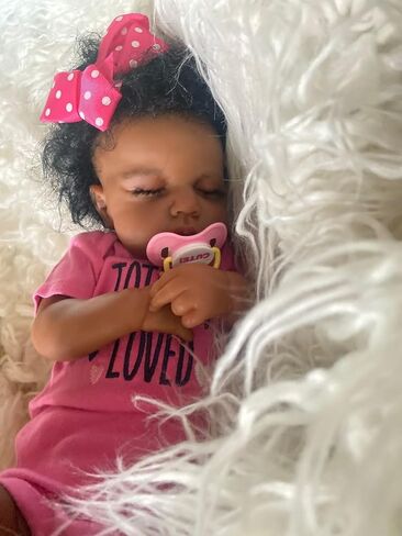 Zero Pam Black Reborn Baby Dolls Boy, 18 in Realistic Baby Doll, African American Newborn Baby, Silicone Baby Doll, Black Reborn Dolls Cloth Body with Accessories in Saudi Arabia