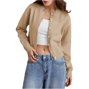 زر سولي هوكس للنساء أسفل الأكمام الطويلة كروز المحصول سترة سترة كارديجان لطيف in Kuwait