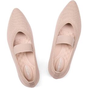 Frank Mully Womens Knit Flats Pointed-Toe Shoes with Elastic Straps Ballerina Flat Shoes for Women Dressy in Kuwait