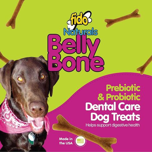 Naturals Belly Bones for Dogs, 21 Yogurt Flavor Mini Dog Dental Treats (Made in USA) - 21 Count Dog Treats for Small Dogs - Plaque and Tartar Control for Fresh Breath, Digestive Health Support in Kuwait