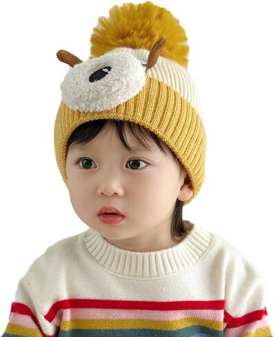 Cute Dog Baby Beanie Pompom Baby Boys Hat Infant Toddler Winter Knitted Beanies for Girls in Saudi Arabia