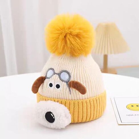 Cute Dog Baby Beanie Pompom Baby Boys Hat Infant Toddler Winter Knitted Beanies for Girls in Saudi Arabia