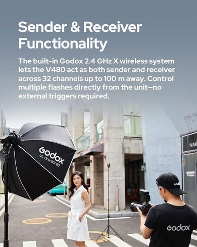 Godox V480 F GN50 TTL Camera Flash for Fujifilm, Built-in Touchscreen, 2.4G Wireless X System, Master/Slave Unit, 1.7s Recycle Time and 650 Full Power Flashes in Saudi Arabia