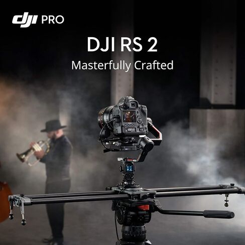 DJI RS 2 - مثبت جيمبال ثلاثي المحاور لكاميرات DSLR والكاميرات غير المرآة، نيكون، سوني، باناسونيك، كانون، فوجي، حمولة تم اختبارها 10 رطل، شاشة لمس كاملة الألوان 1.4 بوصة، هيكل من ألياف الكربون، أسود (متجدد) in Kuwait
