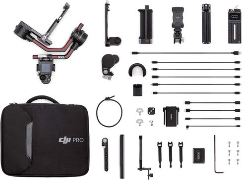 DJI RS 2 - مثبت جيمبال ثلاثي المحاور لكاميرات DSLR والكاميرات غير المرآة، نيكون، سوني، باناسونيك، كانون، فوجي، حمولة تم اختبارها 10 رطل، شاشة لمس كاملة الألوان 1.4 بوصة، هيكل من ألياف الكربون، أسود (متجدد) in Kuwait