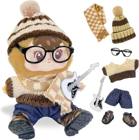 17 سم ملابس دمية 6 أجهزة كمبيوتر ملحقات ملحقات أحذية بنية سروال سروال قبعة كروشيه ملابس لفيلم المفاتيح ، لا دمية (بنية) in Kuwait