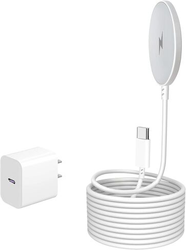 Mag_safe Magnetic Wireless Charger for iPhone 16 15 ، شحن سريع لشاحن Apple Magsafe 15W 6ft Cable و USB C Block Adapter لـ iPhone 16/16 Pro/Pro Max/15/14/13/12/Plus/16Pro 2Pack in Kuwait