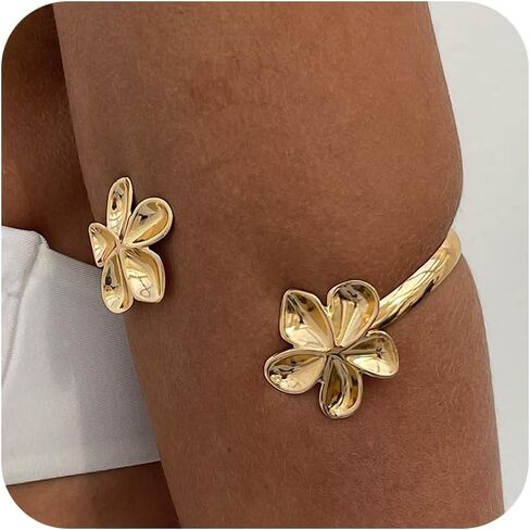 Gold Arm Cuff for Women Trendy Layered Swirl Arm Cuff Upper Arm Adjustable Gold Bikini Bangle Armband Summer Beach Hawaiian Armlet Jewelry Accessories Gifts for Her in Saudi Arabia