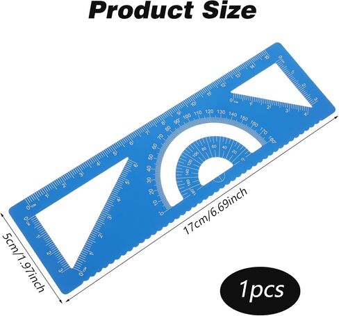 4-in-1 Small Metal Ruler 6 Inch, Multifunctional Drafting 15cm Straight Edge Ruler Portable Protractor Triangle Geometry Scale Digital for Teacher Learning Tool- Black in Saudi Arabia