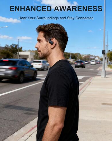 Open Ear Headphones, Bluetooth Headphones V5.4 Wireless Sport Earbuds with Charging Case, IP54 Waterproof 50H Playtime Lightweight Design Fit for Cycling, Running, Walking, Workout in Saudi Arabia