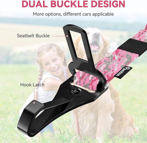 Pawaboo Dog Seat Belt for Car, Pet Car Seatbelt Headrest with Dual Leash, 360° No Tangle Dogs Cars Tethers for 2 Dogs with Shockproof Elastic Bungee, Adjustable Dog Cars Harness with Reflective Strips in Saudi Arabia