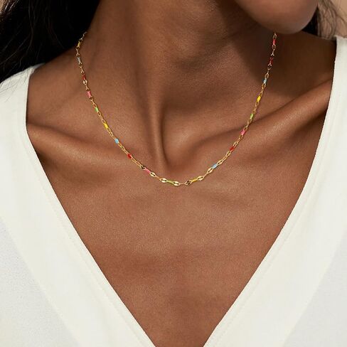 قلادات ذهبية للنساء العصرية ، 14K مطلي بالذهب مطلي بسلسلة الشفاه البسيطة البسيطة قلادة Hypoallergenic مقاومة للماء الملحقات الموضة المجوهرات الصيفية للنساء الهدايا in Saudi Arabia