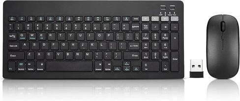 Bluetooth Keyboard and Mouse Combo Rechargeable Portable Wireless Keyboard Mouse Set for Apple iPad iPhone iOS 13 and Above Samsung Tablet Phone Smartphone Android Windows (Black) in Saudi Arabia