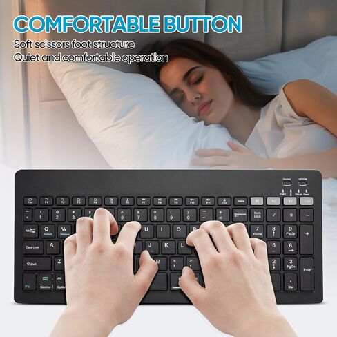 Bluetooth Keyboard and Mouse Combo Rechargeable Portable Wireless Keyboard Mouse Set for Apple iPad iPhone iOS 13 and Above Samsung Tablet Phone Smartphone Android Windows (Black) in Saudi Arabia