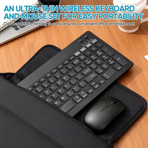 Bluetooth Keyboard and Mouse Combo Rechargeable Portable Wireless Keyboard Mouse Set for Apple iPad iPhone iOS 13 and Above Samsung Tablet Phone Smartphone Android Windows (Black) in Saudi Arabia