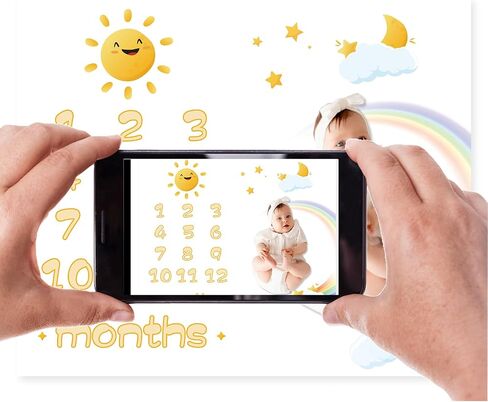 بطانية معلم الطفل الشهرية للصبي أول 12 شهرًا، مخطط النمو، بطانية ناعمة للصورة الشهرية لحديثي الولادة، بطانيات دعامة للصور، محايدة الجنس 40 × 48 بوصة in Kuwait