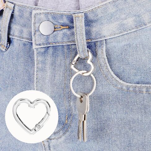 6 Pcs Gold Heart Shaped Key Ring, Heart Shaped Keychain Clip Gold Metal Key Ring for DIY Crafts Spring Snap Clasp Hook for Jewelry Making Handbag Accessories Bagpack Pursh in Saudi Arabia