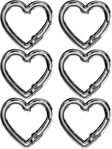6 PCS Gold Heart على شكل قلب ، حلقة مفاتيح على شكل قلب على شكل قلب ، حلقة مفتاح معدني ذهبي لـ DIY Crafts Spring Snap Clasp Hook for Jewelry Making Handbag Pursh Bagpack in Kuwait
