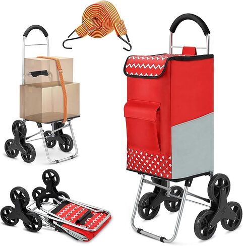 Shopping Cart, Super Loading Grocery Trolley, 220 lbs Capacity, Foldable Cart with Extra Large Black Shopping Bag Portable Grocery Utility Cart With Adjustable Bungee Cord in Kuwait