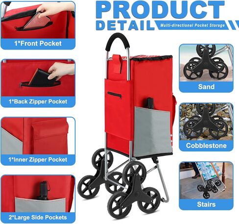 Shopping Cart, Super Loading Grocery Trolley, 220 lbs Capacity, Foldable Cart with Extra Large Black Shopping Bag Portable Grocery Utility Cart With Adjustable Bungee Cord in Kuwait