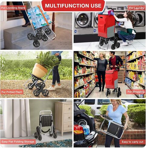 Shopping Cart, Super Loading Grocery Trolley, 220 lbs Capacity, Foldable Cart with Extra Large Black Shopping Bag Portable Grocery Utility Cart With Adjustable Bungee Cord in Kuwait