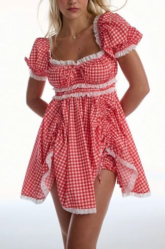 Women Floral Pajama Set Ruffle Puff Sleeve Peplum Shirt Coquette Pj Set Bow Babydoll 2 Piece Shorts Outfit in Kuwait