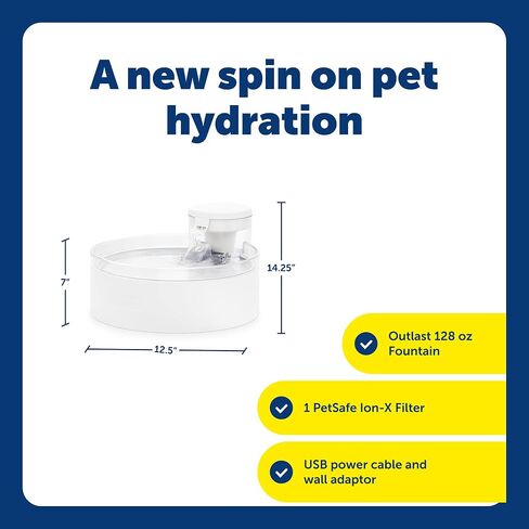 Petsafe تفتح النافورة ماء القط 60 أوقية/1.7 لتر - موزع المياه الداخلية للقطط ، غسالة الصحون آمنة وسهلة التجميع والتنظيف ، مرشح المياه in Kuwait
