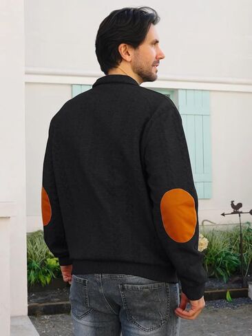 Men's Colorblock Pullover Sweaters Long Sleeve Stand Collar Quarter Button Knitted Sweatshirts Quilted Sweatshirt in Kuwait