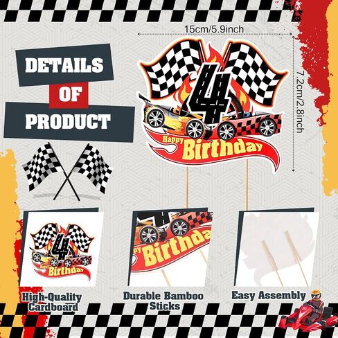 Maitys Race Car الخامس كعكة عيد الميلاد Topper سباق السيارات موضوع عيد ميلاد لحفلات الحفلات مراجعة in Kuwait