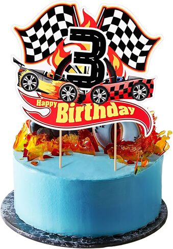 Maitys Race Car الخامس كعكة عيد الميلاد Topper سباق السيارات موضوع عيد ميلاد لحفلات الحفلات مراجعة in Kuwait