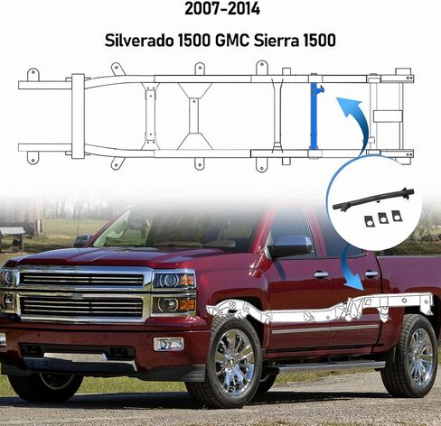 Front & Rear Fuel Tank Support Crossmember & Shock Mount & Spare Tire Bracket Set Fit for 2007-2014 Silverado 1500 GMC Sierra 1500 Regular Cab,Black Support Crossbeam in Saudi Arabia