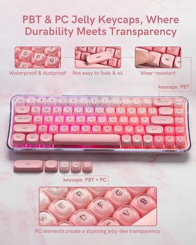 132 Keys PBT Keycaps ، jelly keycaps cute chem creamy key caps profile moa for 61/68/84/87/98/100 Cherry Gateron MX mechanical boards ، Blue in Kuwait