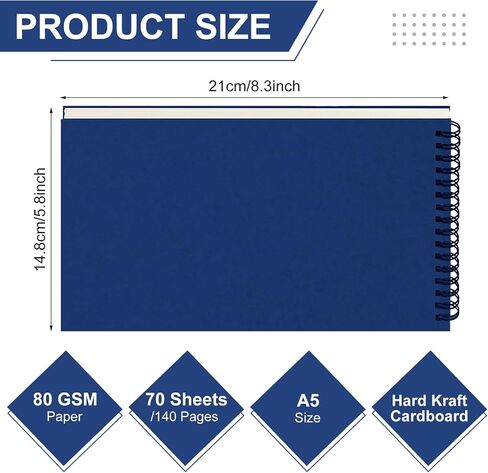 6 PCS DOT GRID Notebook 8.3'x 5.8 '' Top Spiral Notebook A5 size bullet paper paper dot dot journal 140 pages spiral sports for رسم رسم مكتب كتابة المكتب المدرسي (الأسود) in Saudi Arabia