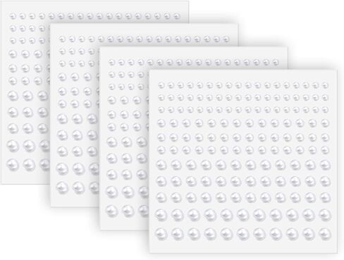 Pearl Stickers Self Adhesive Hair Pearls Gem White Jewel Sticker for Making Hair Decor Face,Body, Nail, Phone Art Craft Scrapbooking Embellishments Assorted Size 3mm/4mm/5mm/6mm (165) in Saudi Arabia