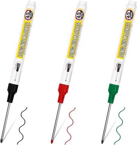 أقلام علامات NIB الطويلة ، 3pcs 1.18 بوصة علامات ثقب عميق طويلة الأنف ، دائمة سريعة الجافة مقاومة للماء طويلة العلامة العميقة للبلاط المعدني في البناء ، 3 ألوان مجموعة ، أسود/أحمر/أخضر in Saudi Arabia