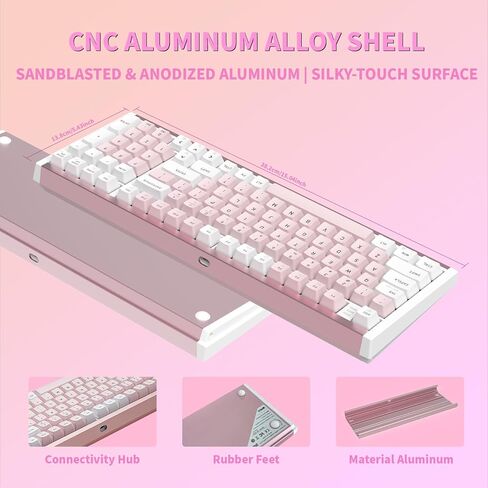 Hexgears I4 USB-C Aluminum Gaming Keyboard, Mechanical Keyboard with Number Pad, Kailh Red Switch, RGB Backlight, PBT Keycaps, Hot Swappable for Windows/Mac OS in Kuwait