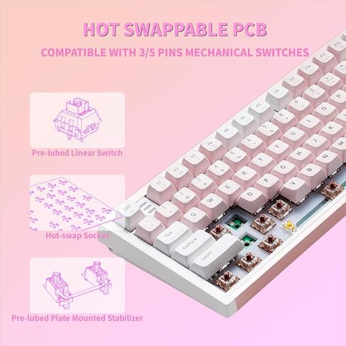 Hexgears I4 USB-C Aluminum Gaming Keyboard, Mechanical Keyboard with Number Pad, Kailh Red Switch, RGB Backlight, PBT Keycaps, Hot Swappable for Windows/Mac OS in Kuwait