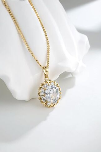 14k gold pendant necklace for women with natural diamond inlay, floral motif pendant and delicate snake chain, trendy necklaces for women, perfect for daily wear and formal events in Kuwait