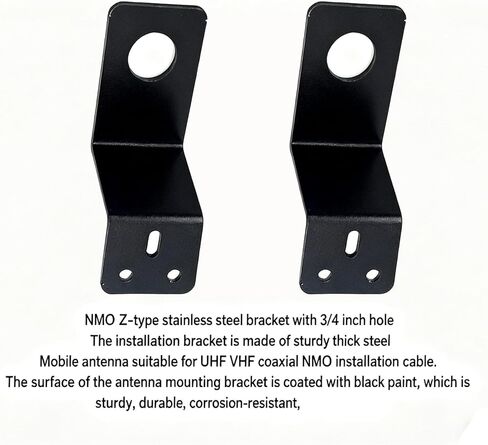 Heavy Duty L-Bracket 3/4 "Hole Shicay Steel Mobile Housets for UHF VHF Coax NMO HOTENNA-إنهاء أسود مقاوم للصدأ لراديو لحم الخنزير الشاحنة للسيارة in Kuwait