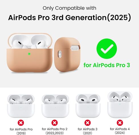 Ornarto متوافق مع AirPods Pro 3 Case 2025 ، السيليكون الهجين الكامل للوقاية لحالة الجيل الثالث من AirPods Pro ، ومرئية للجلد الوردي الوردي in Kuwait