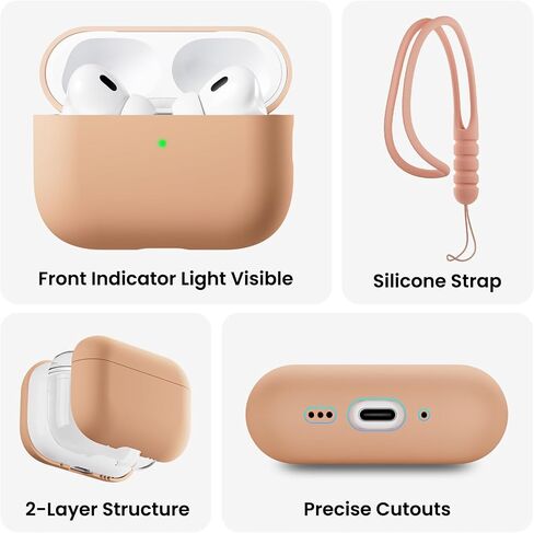 Ornarto متوافق مع AirPods Pro 3 Case 2025 ، السيليكون الهجين الكامل للوقاية لحالة الجيل الثالث من AirPods Pro ، ومرئية للجلد الوردي الوردي in Kuwait