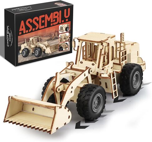 3D Wooden Puzzle for Adults, Excavator Wooden Mechanical Model Car Kits to Build, Brain Teaser Pull Back Truck Toys Birthday for Men Women (Excavator) in Saudi Arabia