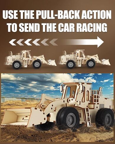 3D Wooden Puzzle for Adults, Excavator Wooden Mechanical Model Car Kits to Build, Brain Teaser Pull Back Truck Toys Birthday for Men Women (Excavator) in Saudi Arabia