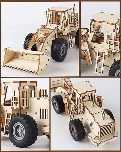 3D Wooden Puzzle for Adults, Excavator Wooden Mechanical Model Car Kits to Build, Brain Teaser Pull Back Truck Toys Birthday for Men Women (Excavator) in Saudi Arabia
