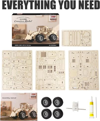 3D Wooden Puzzle for Adults, Excavator Wooden Mechanical Model Car Kits to Build, Brain Teaser Pull Back Truck Toys Birthday for Men Women (Excavator) in Saudi Arabia