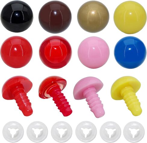 BESTCYC 1Box(112pcs) 10mm Plastic Safety Eyes, 8Colors Threaded Locked Design Craft Eyes with Washers for DIY Making and Repair Making of Amigurumi Stuffed Animal,Doll,Toy, Crochet, Supplies in Kuwait