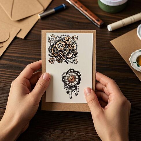 GLOBLELAND Vintage Steampunk Lady Gentleman Clear Stamps for Cards Making Mechanical Wing Key Clear Stamp Retro Gear Background Silicone Stamps for DIY Scrapbooking Photo Album Decor in Saudi Arabia