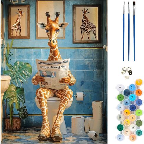 Meiyuda Giraffe Paint بواسطة أرقام أرقام ، الزرافة في طلاء حوض الاستحمام بأرقام للمبتدئين للبالغين ، حيوانات مضحكة DIY Painting Acrylic Aivan in Kuwait