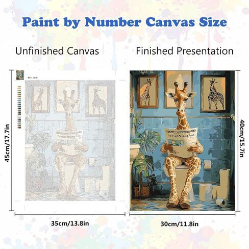 Meiyuda Giraffe Paint بواسطة أرقام أرقام ، الزرافة في طلاء حوض الاستحمام بأرقام للمبتدئين للبالغين ، حيوانات مضحكة DIY Painting Acrylic Aivan in Kuwait