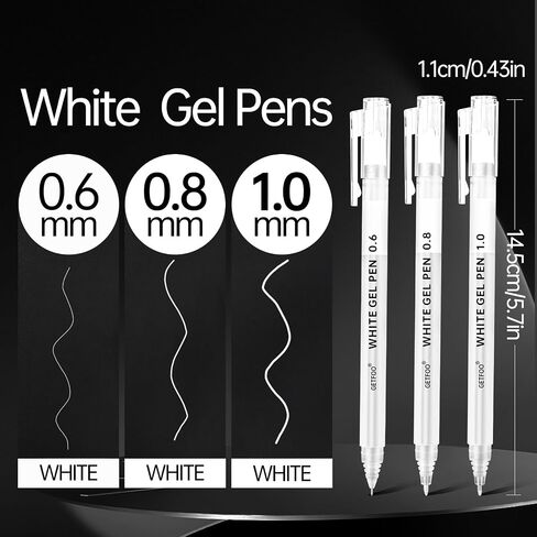 White Gel Pens - 0.6mm White Archival Ink Pen for Black Paper, Holiday Gifts & Bullet Journal Detailing - 6-Pack Archival Ink Set for Sketching, Illustration, Bullet Journaling in Saudi Arabia